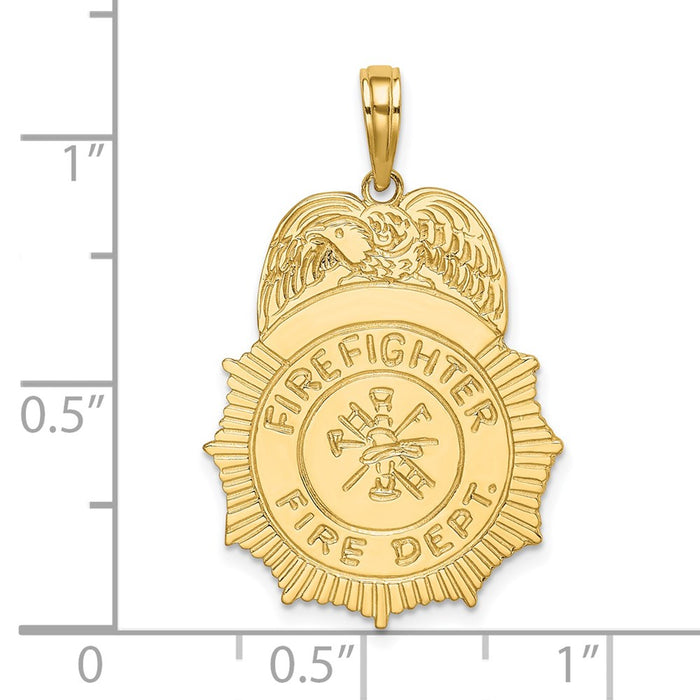 Million Charms 14K Yellow Gold Themed Fireman Fire Dept Badge Charm