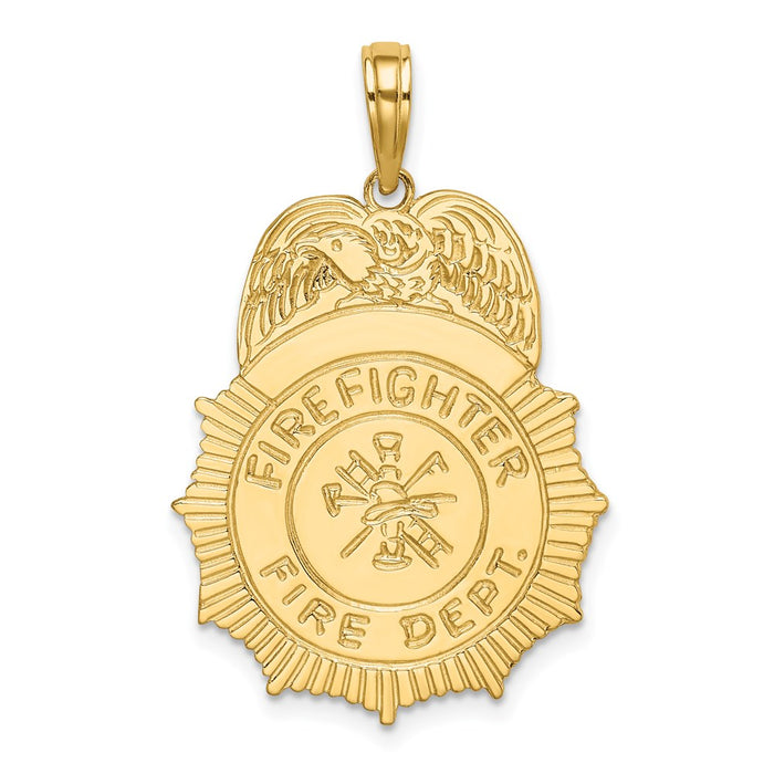 Million Charms 14K Yellow Gold Themed Fireman Fire Dept Badge Charm