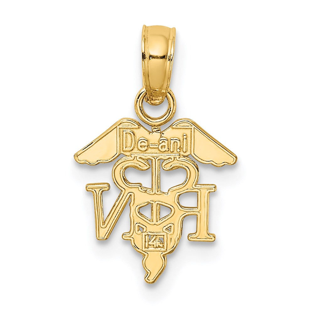 Million Charms 14K Yellow Gold Themed RN (Registered Nurse) Caduceus Charm