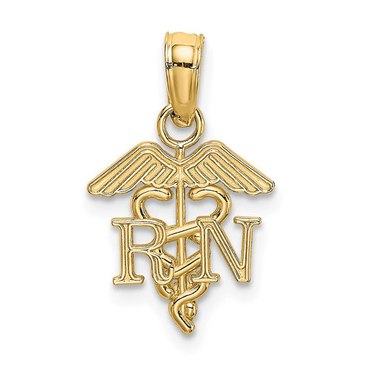 Million Charms 14K Yellow Gold Themed RN (Registered Nurse) Caduceus Charm