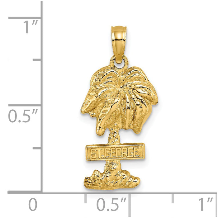 Million Charms 14K Yellow Gold Themed Religious Saint George Palm Tree Charm