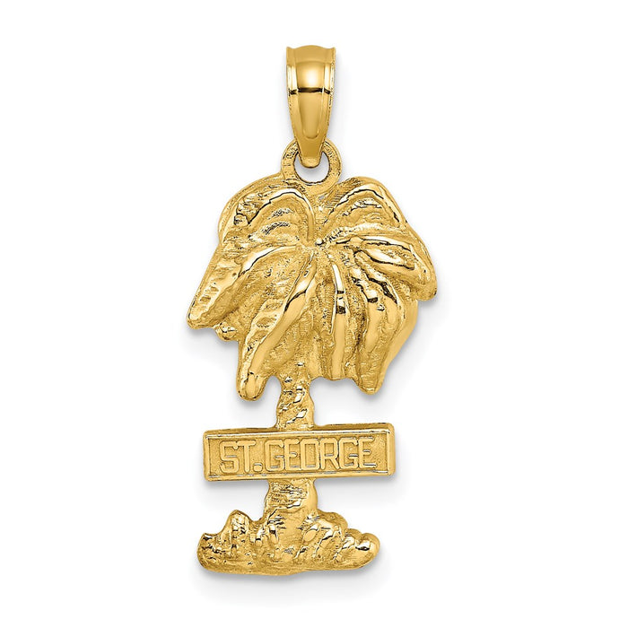 Million Charms 14K Yellow Gold Themed Religious Saint George Palm Tree Charm