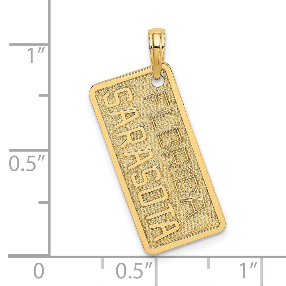 Million Charms 14K Yellow Gold Themed Florida Sarasota License Plate Charm