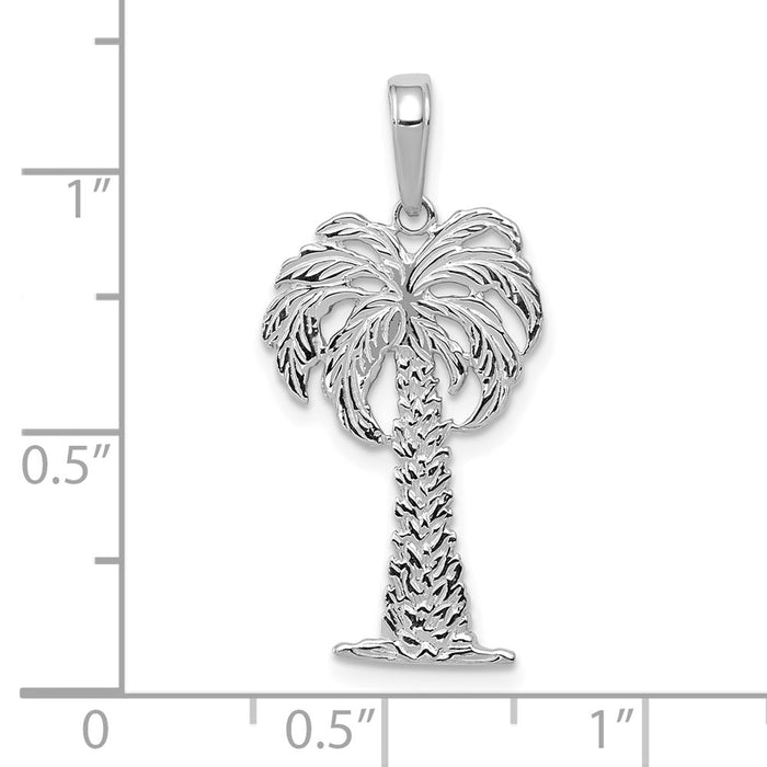 Million Charms 14K White Gold Themed Palm Tree Pendant