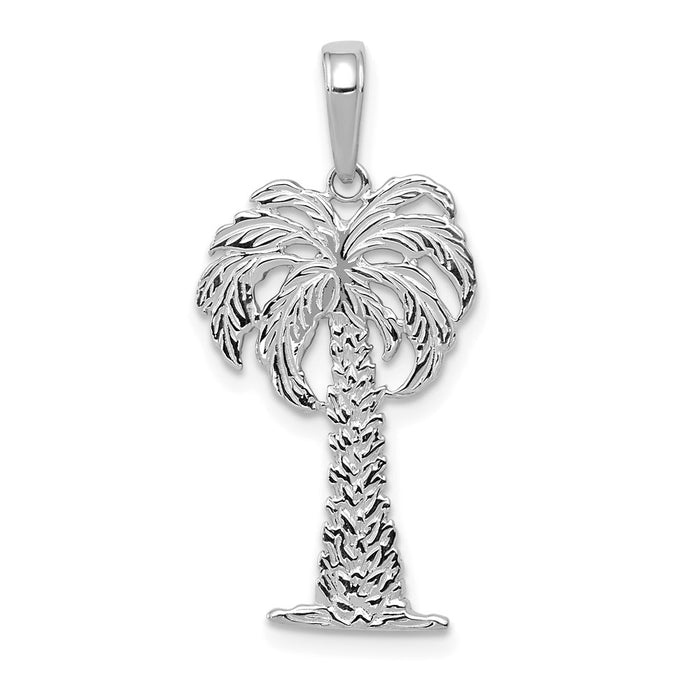 Million Charms 14K White Gold Themed Palm Tree Pendant