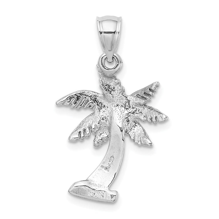 Million Charms 14K White Gold Themed Palm Tree Pendant