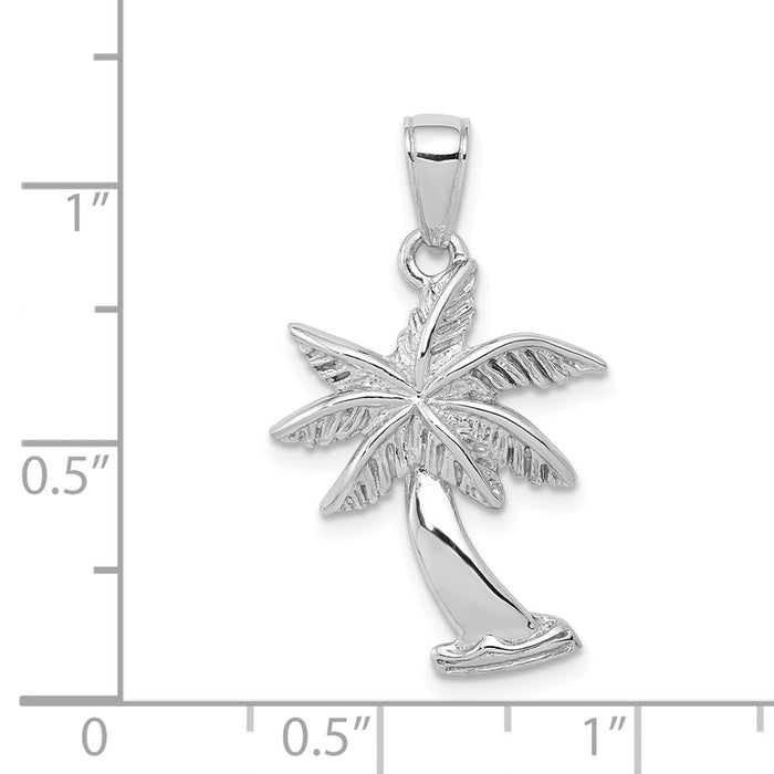 Million Charms 14K White Gold Themed Palm Tree Pendant