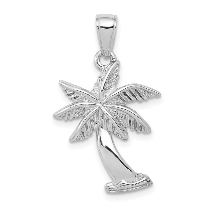 Million Charms 14K White Gold Themed Palm Tree Pendant