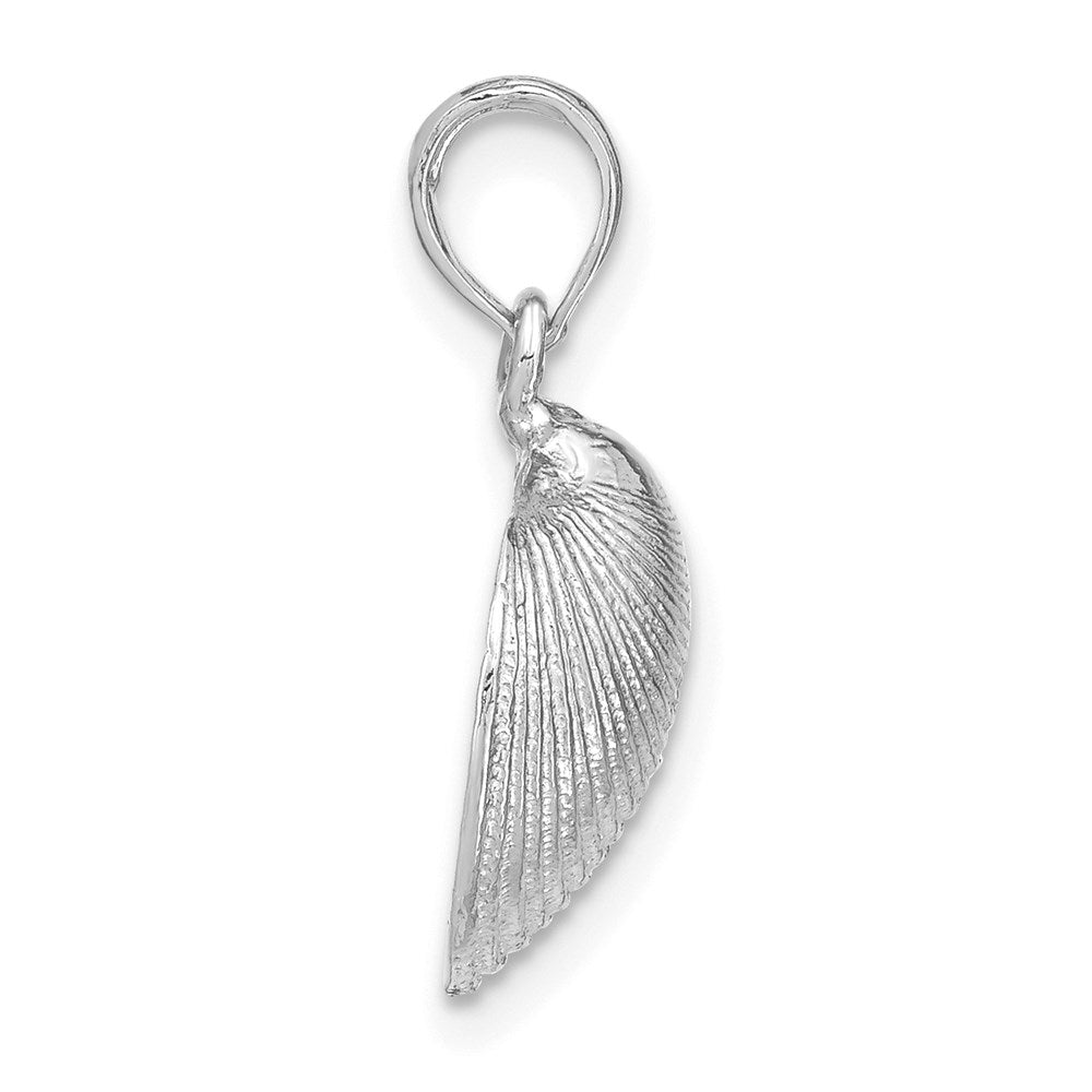 Million Charms 14K White Gold Themed Medium Clam Shell Pendant