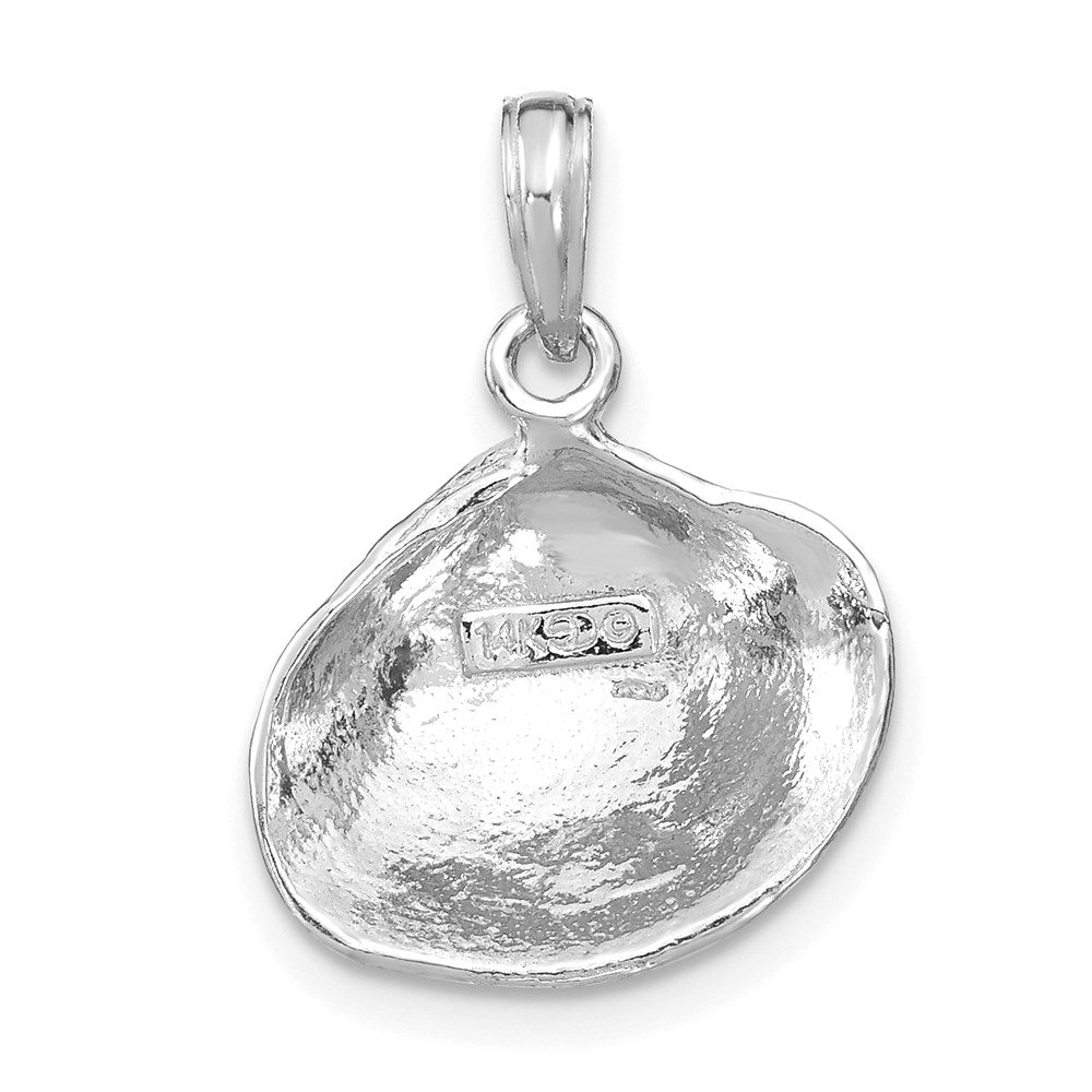 Million Charms 14K White Gold Themed Medium Clam Shell Pendant