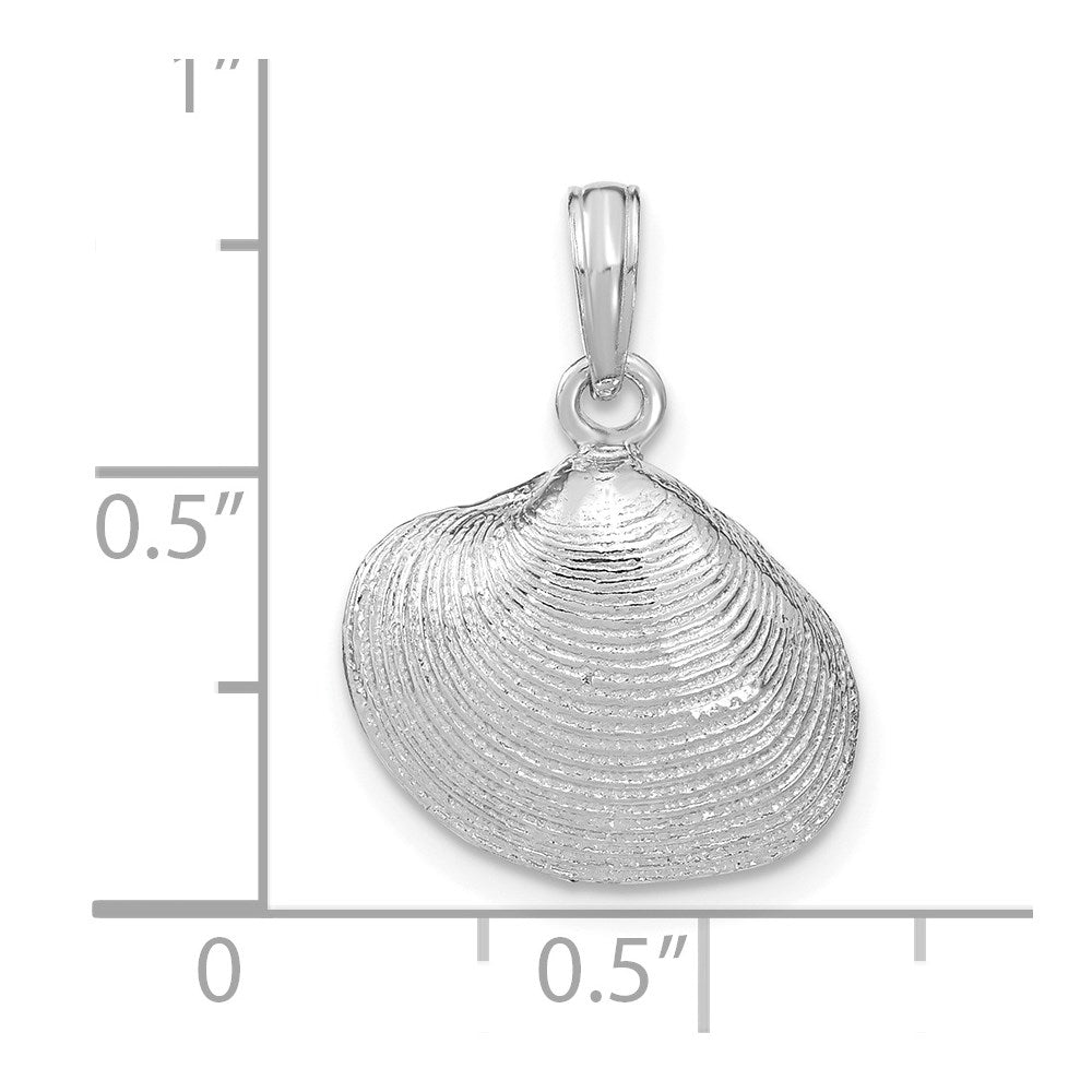 Million Charms 14K White Gold Themed Medium Clam Shell Pendant