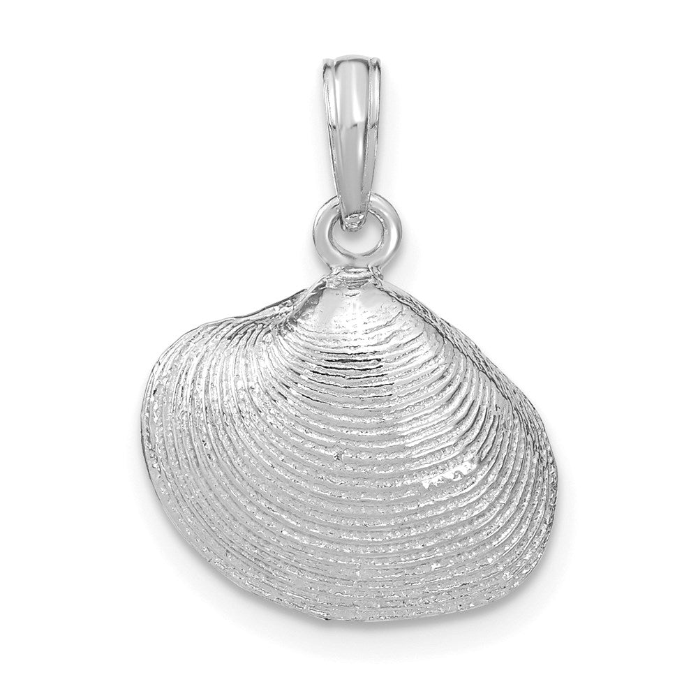 Million Charms 14K White Gold Themed Medium Clam Shell Pendant