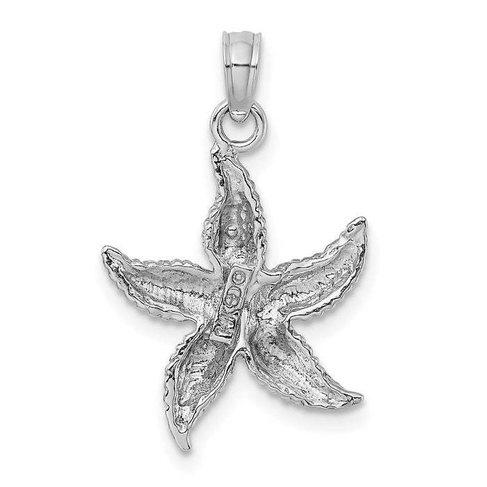 Million Charms 14K White Gold Themed Nautical Starfish Pendant