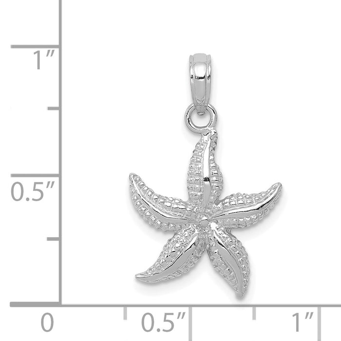Million Charms 14K White Gold Themed Nautical Starfish Pendant