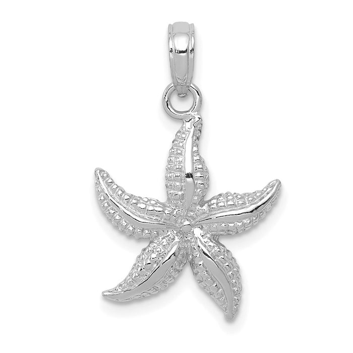 Million Charms 14K White Gold Themed Nautical Starfish Pendant