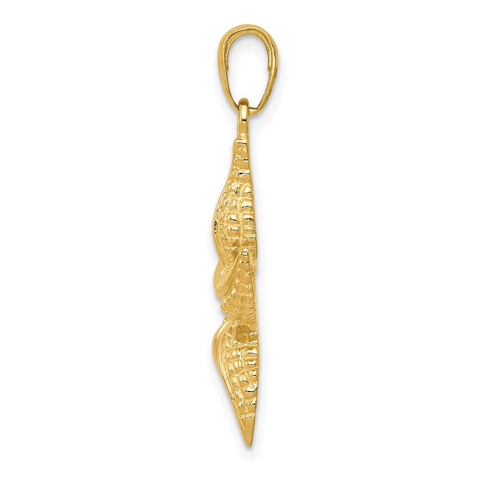 Million Charms 14K Yellow Gold Themed Textured Nautical Starfish Pendant