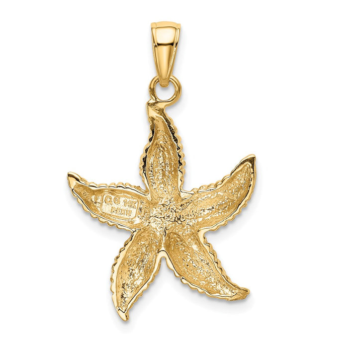 Million Charms 14K Yellow Gold Themed Textured Nautical Starfish Pendant