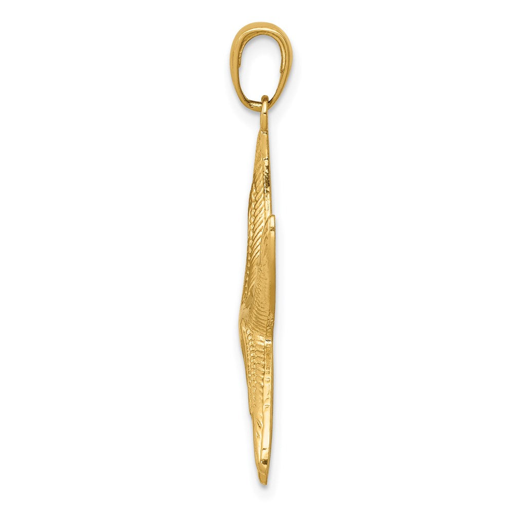 Million Charms 14K Yellow Gold Themed Diamond-Cut Nautical Starfish Pendant