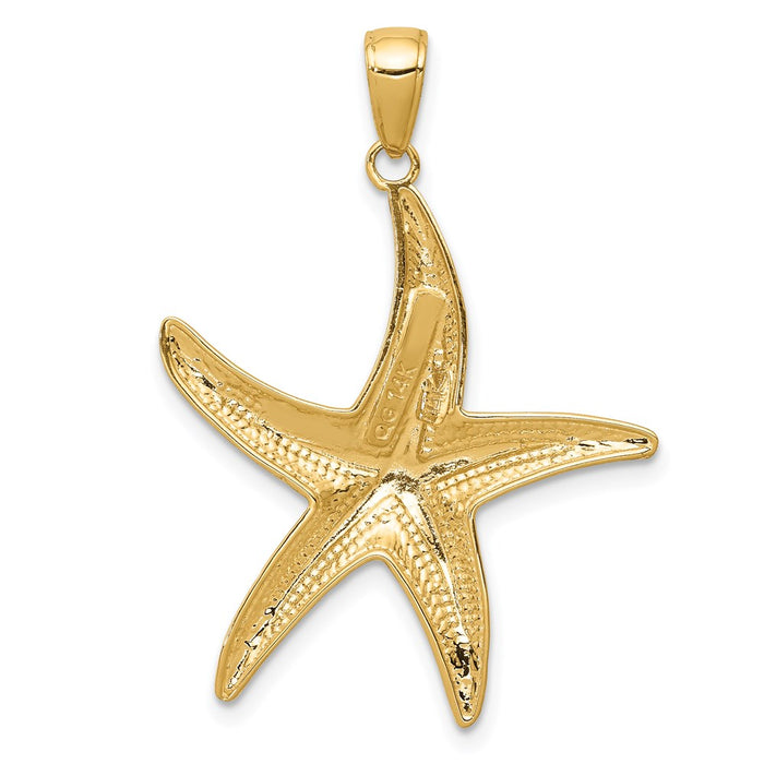 Million Charms 14K Yellow Gold Themed Diamond-Cut Nautical Starfish Pendant