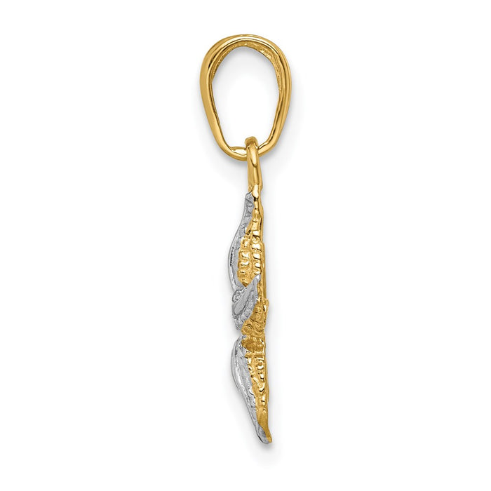 Million Charms 14K Yellow Gold Themed, Rhodium-plated Nautical Starfish Pendant