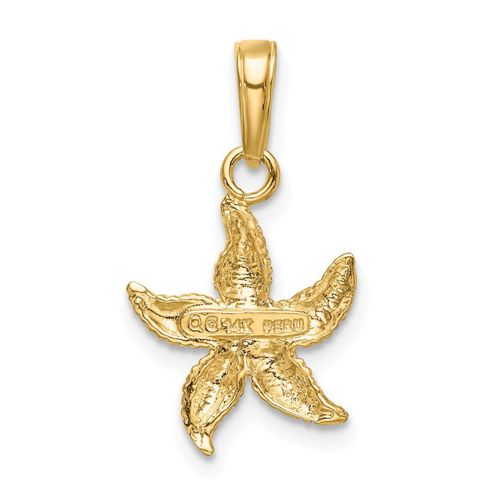 Million Charms 14K Yellow Gold Themed, Rhodium-plated Nautical Starfish Pendant