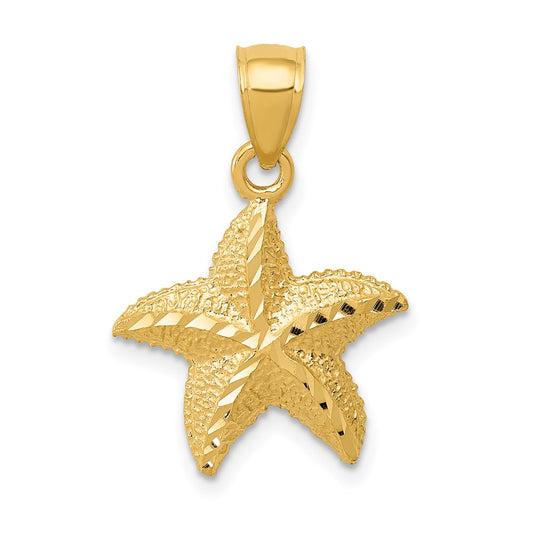 Million Charms 14K Yellow Gold Themed Nautical Starfish Pendant