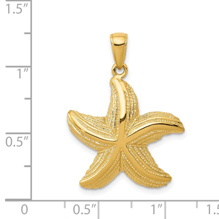 Million Charms 14K Yellow Gold Themed Nautical Starfish Pendant