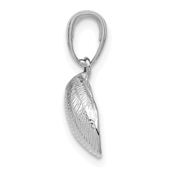 Million Charms 14K White Gold Themed Small Clam Shell Pendant