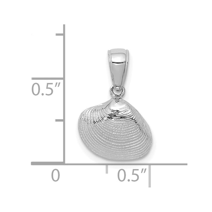 Million Charms 14K White Gold Themed Small Clam Shell Pendant