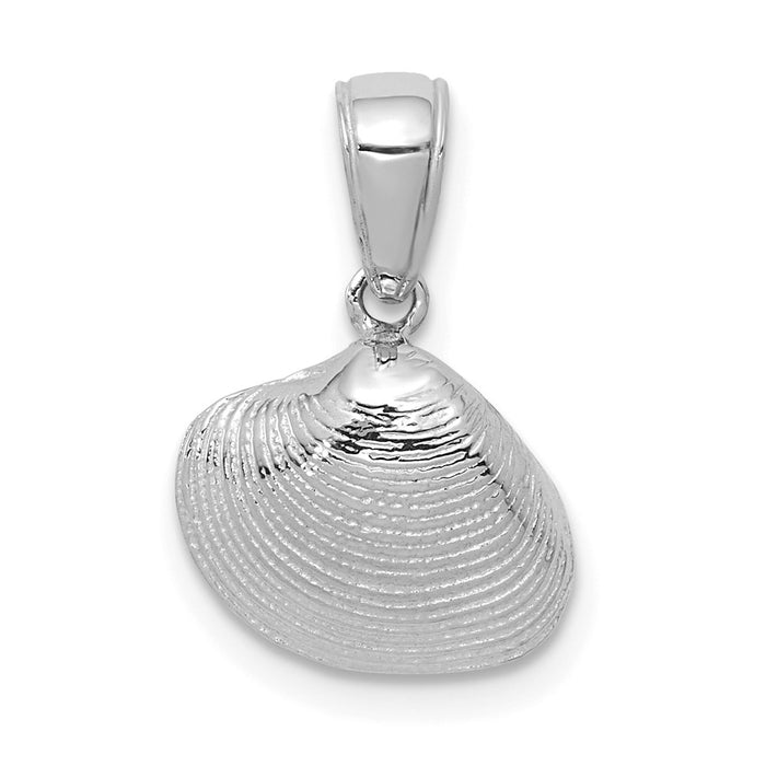 Million Charms 14K White Gold Themed Small Clam Shell Pendant