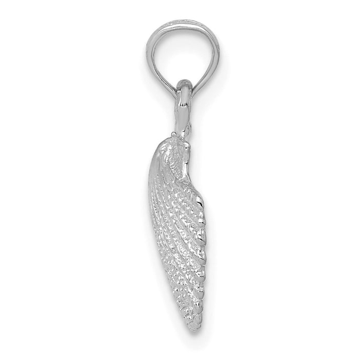 Million Charms 14K White Gold Themed Scallop Shell Pendant