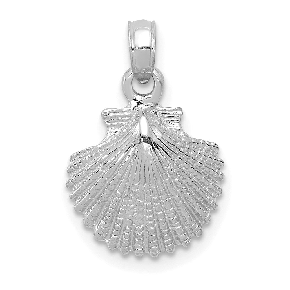 Million Charms 14K White Gold Themed Scallop Shell Pendant