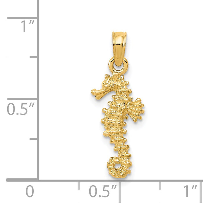 Million Charms 14K Yellow Gold Themed Nautical Seahorse Pendant