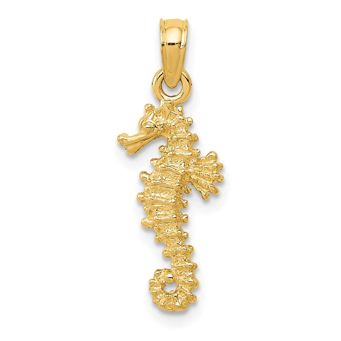 Million Charms 14K Yellow Gold Themed Nautical Seahorse Pendant