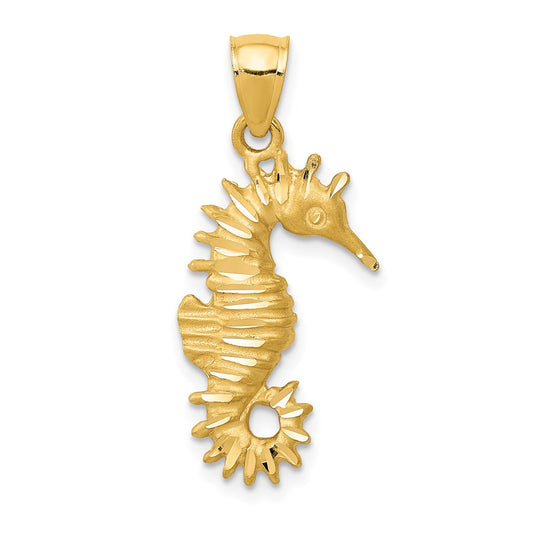 Million Charms 14K Yellow Gold Themed Nautical Seahorse Pendant