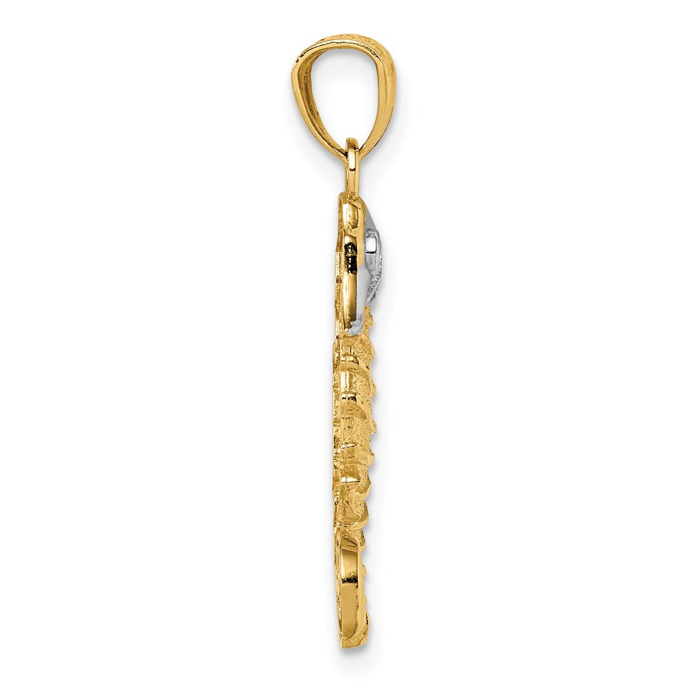 Million Charms 14K Yellow Gold Themed With Rhodium-plated Nautical Seahorse Pendant
