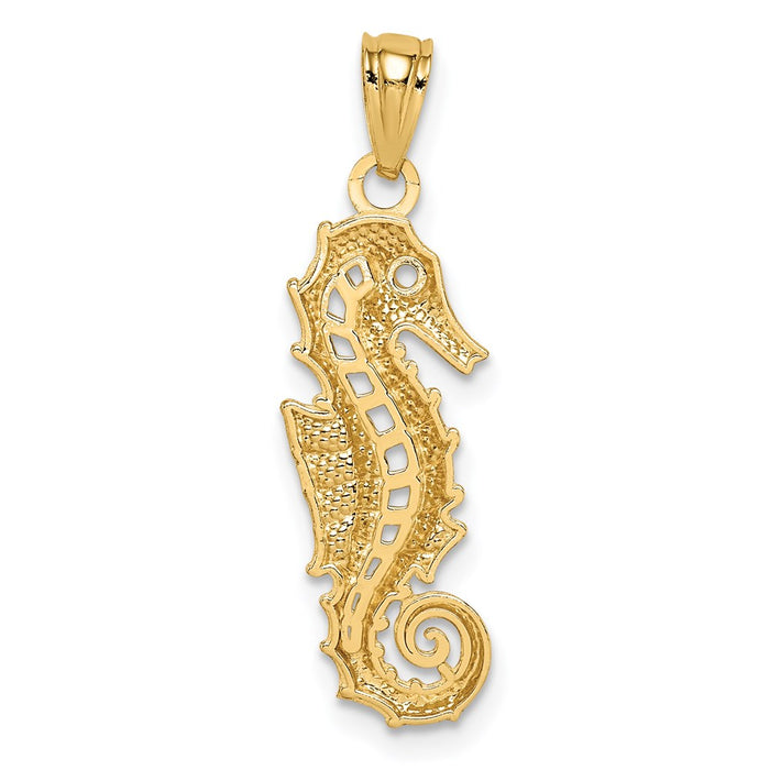 Million Charms 14K Yellow Gold Themed With Rhodium-plated Nautical Seahorse Pendant