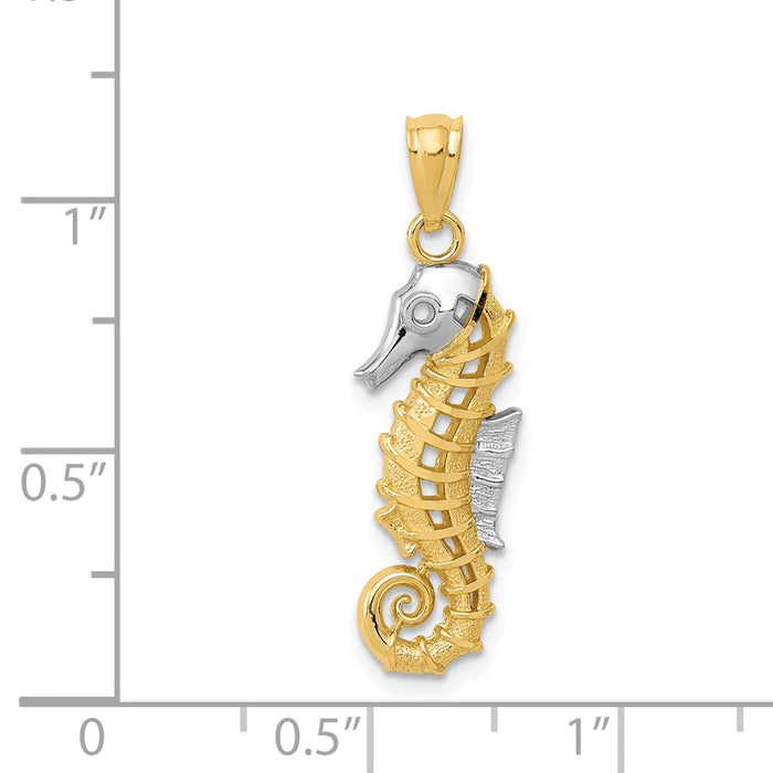 Million Charms 14K Yellow Gold Themed With Rhodium-plated Nautical Seahorse Pendant