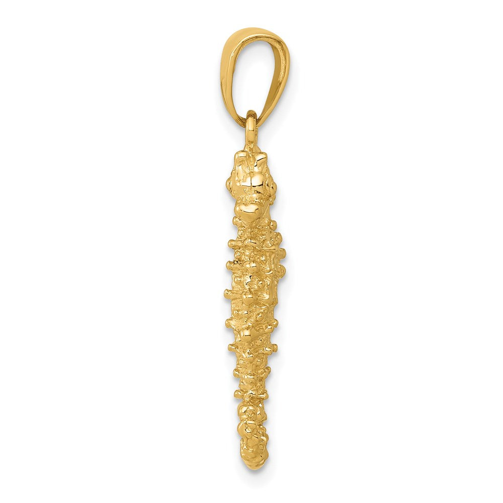 Million Charms 14K Yellow Gold Themed 3D Nautical Seahorse Pendant