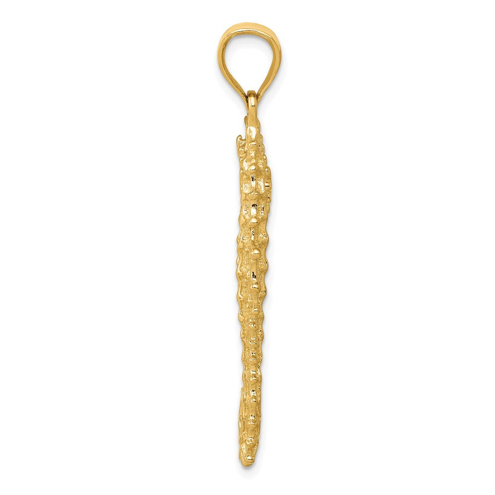 Million Charms 14K Yellow Gold Themed 3D Nautical Seahorse Pendant