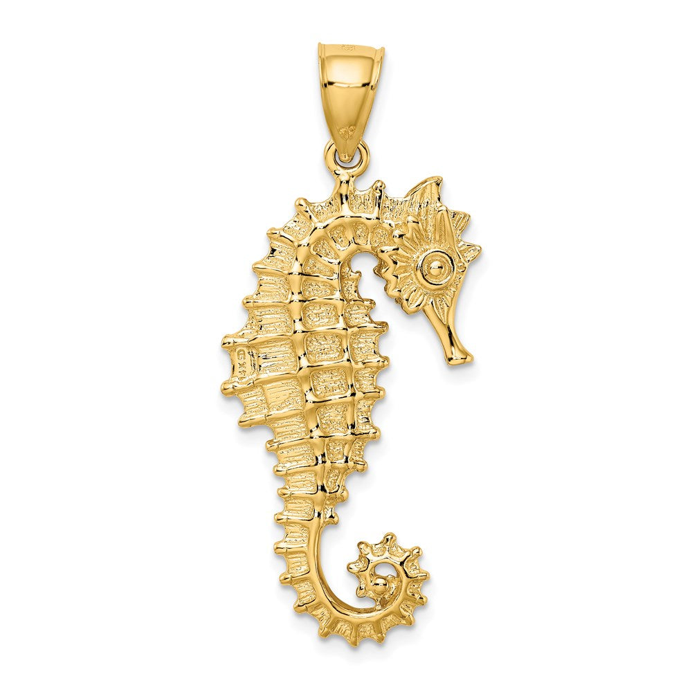 Million Charms 14K Yellow Gold Themed 3D Nautical Seahorse Pendant