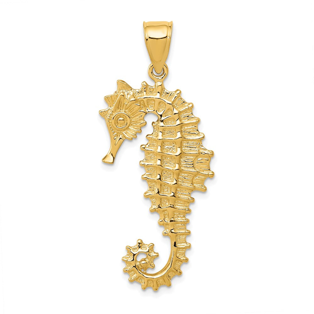 Million Charms 14K Yellow Gold Themed 3D Nautical Seahorse Pendant