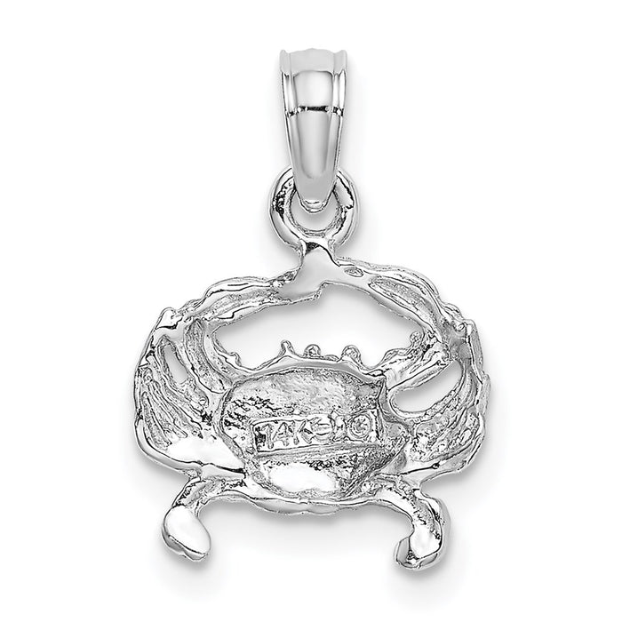 Million Charms 14K White Gold Themed 2-D Blue Crab Charm