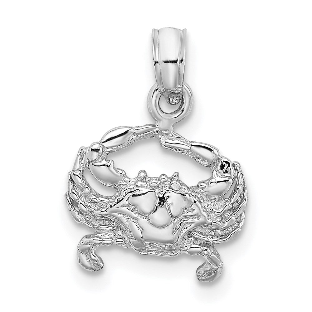 Million Charms 14K White Gold Themed 2-D Blue Crab Charm