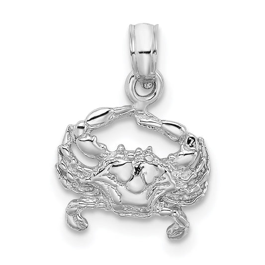 Million Charms 14K White Gold Themed 2-D Blue Crab Charm