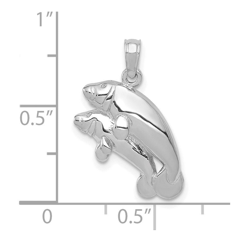 Million Charms 14K White Gold Themed Double Manatee Pendant