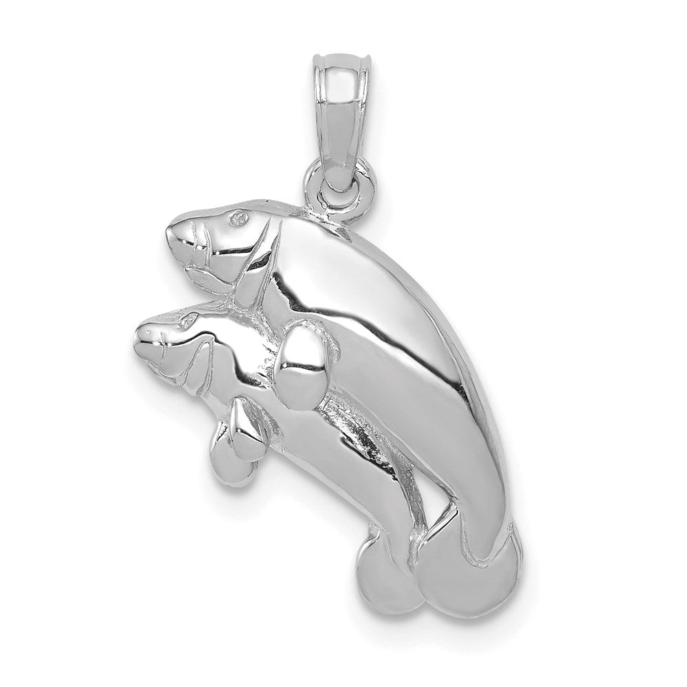 Million Charms 14K White Gold Themed Double Manatee Pendant
