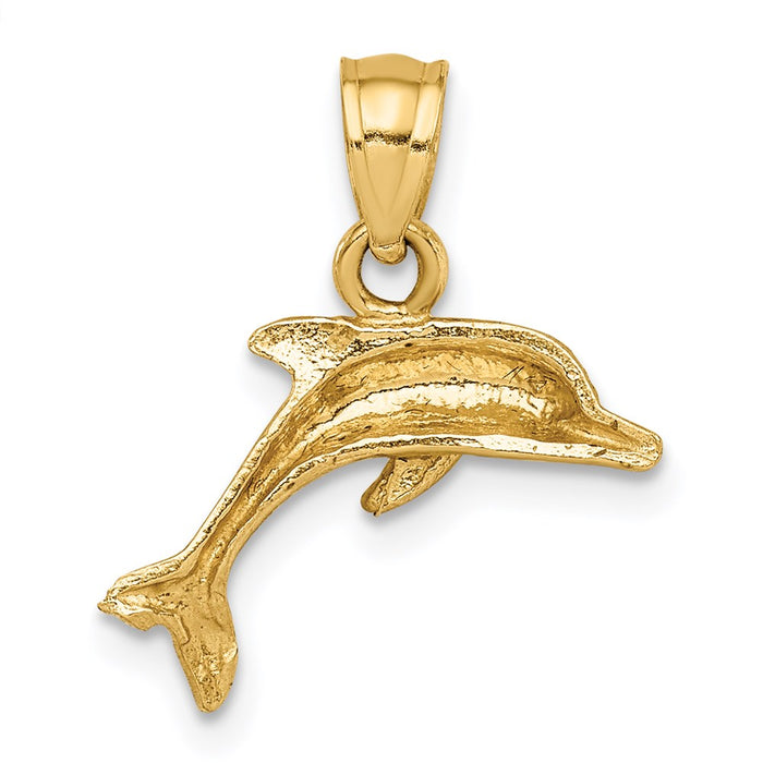 Million Charms 14K Yellow Gold Themed Dolphin Pendant