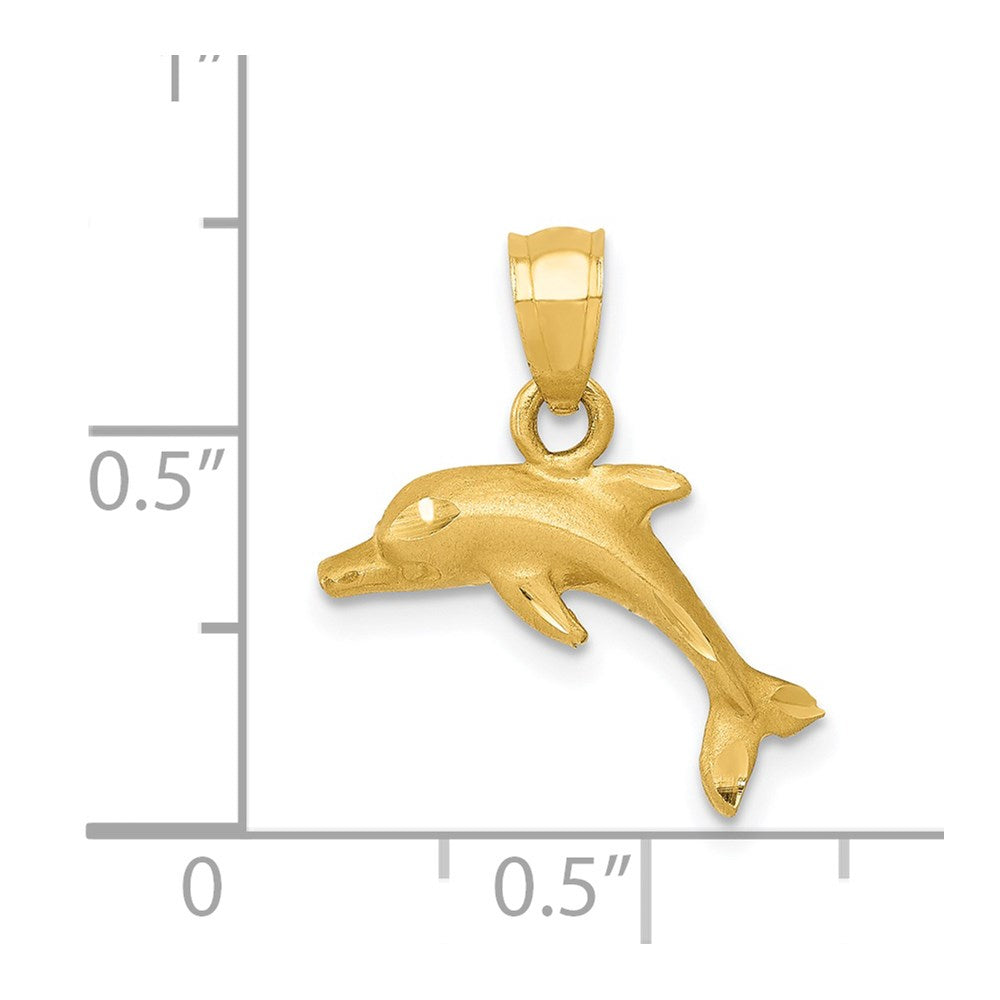 Million Charms 14K Yellow Gold Themed Dolphin Pendant