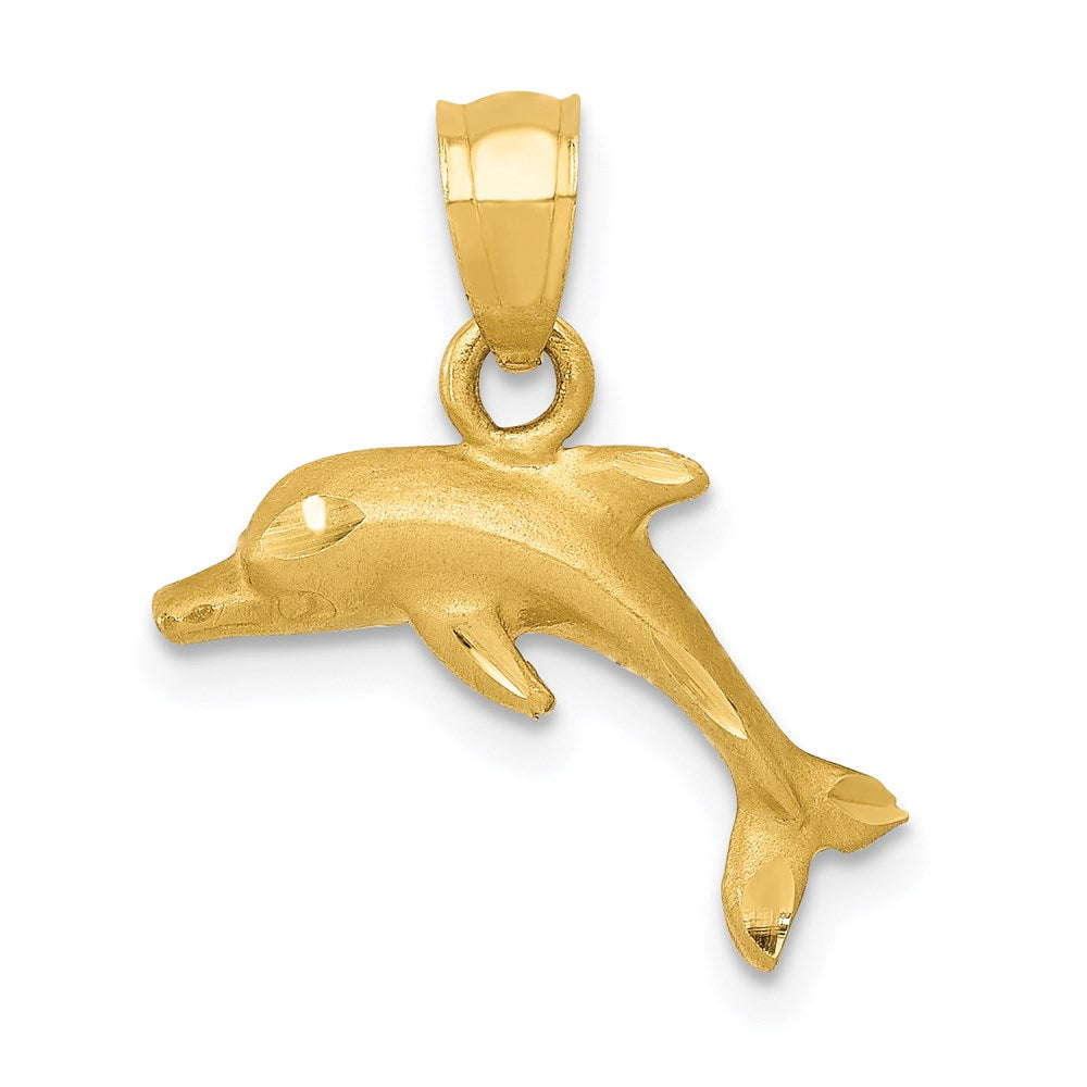 Million Charms 14K Yellow Gold Themed Dolphin Pendant